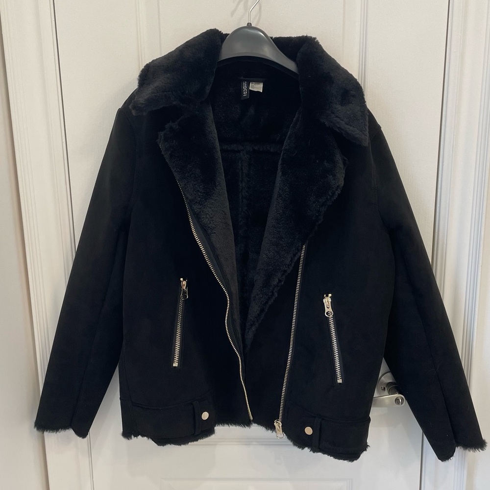 H&M Suede and Fur Moto Style Jacket